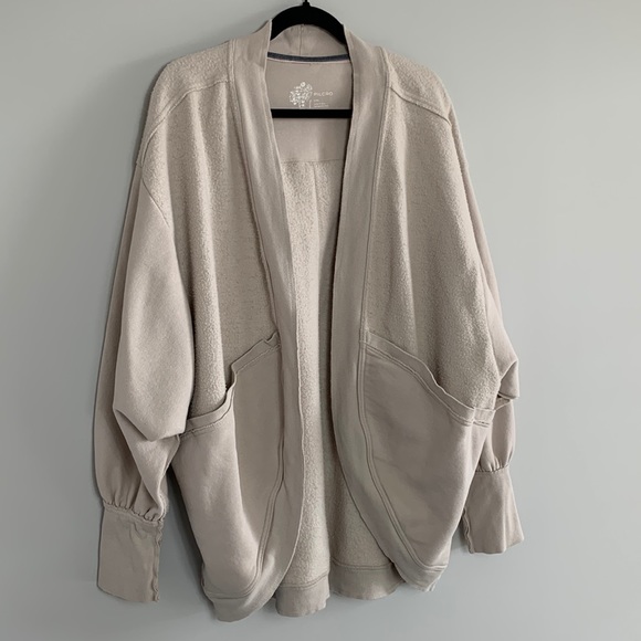Anthropologie Pilcro Aubrey Draped Cardigan Open Front Beige Size L/XL - Picture 5 of 14